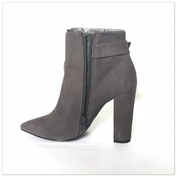 Chunky Heel Pointed Booties Suede - Picture 4 of 5